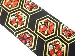 アンティーク　亀甲に菊・桐模様織り出し袋帯（着用可）